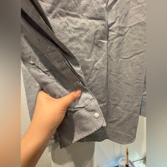 NWOT bonobos long sleeve button up shirt black white pattern slim fit Sz L - Picture 7 of 7